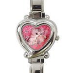 pink fluffy kitten Heart Italian Charm Watch