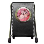 pink fluffy kitten Pen Holder Desk Clock