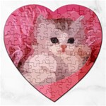 pink fluffy kitten Jigsaw Puzzle (Heart)