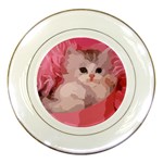 pink fluffy kitten Porcelain Plate