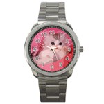 pink fluffy kitten Sport Metal Watch