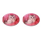 pink fluffy kitten Cufflinks (Oval)