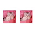 pink fluffy kitten Cufflinks (Square)