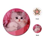 pink fluffy kitten Playing Cards (Round)