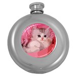 pink fluffy kitten Hip Flask (5 oz)