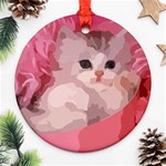 pink fluffy kitten Round Ornament (Two Sides)