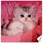 pink fluffy kitten Canvas 12  x 12 