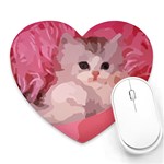 pink fluffy kitten Heart Mousepad