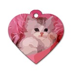 pink fluffy kitten Dog Tag Heart (One Side)