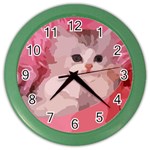 pink fluffy kitten Color Wall Clock