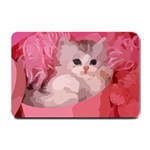 pink fluffy kitten Small Doormat