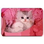 pink fluffy kitten Large Doormat