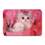 pink fluffy kitten Plate Mat