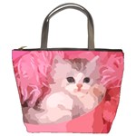 pink fluffy kitten Bucket Bag