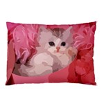 pink fluffy kitten Pillow Case