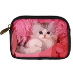 pink fluffy kitten Digital Camera Leather Case