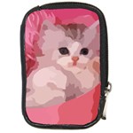 pink fluffy kitten Compact Camera Leather Case