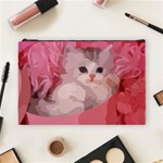 pink fluffy kitten Cosmetic Bag (Large)