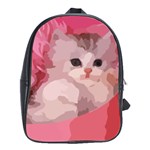 pink fluffy kitten School Bag (Large)