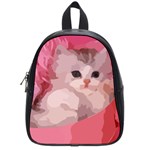 pink fluffy kitten School Bag (Small)