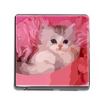 pink fluffy kitten Memory Card Reader (Square)