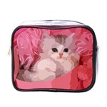 pink fluffy kitten Mini Toiletries Bag (One Side)