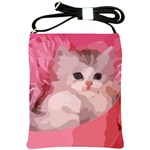 pink fluffy kitten Shoulder Sling Bag