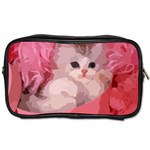 pink fluffy kitten Toiletries Bag (One Side)