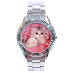 pink fluffy kitten Stainless Steel Analogue Watch