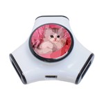 pink fluffy kitten 3-Port USB Hub