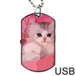 pink fluffy kitten Dog Tag USB Flash (One Side)