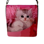 pink fluffy kitten Flap Closure Messenger Bag (L)