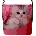 pink fluffy kitten Flap Closure Messenger Bag (S)