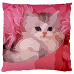 pink fluffy kitten Large Flano Cushion Case (Two Sides)