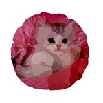 pink fluffy kitten Standard 15  Premium Flano Round Cushion 