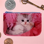 pink fluffy kitten Large Coin Purse