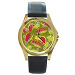 Halloween Fly Trap Round Gold Metal Watch