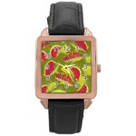 Halloween Fly Trap Rose Gold Leather Watch 