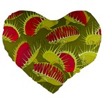 Halloween Fly Trap Large 19  Premium Flano Heart Shape Cushion