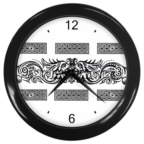 Celtic Dragons Wall Clock (Black) from ArtsNow.com Front