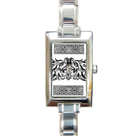 Celtic Dragons Rectangular Italian Charm Watch from ArtsNow.com Front