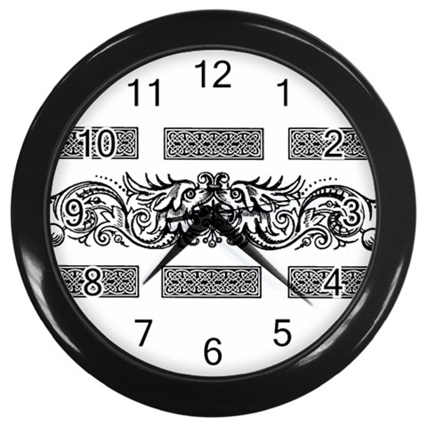 Celtic Dragons Wall Clock (Black) from ArtsNow.com Front