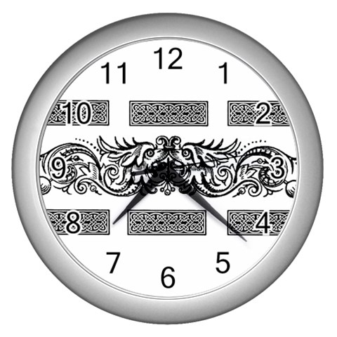 Celtic Dragons Wall Clock (Silver) from ArtsNow.com Front