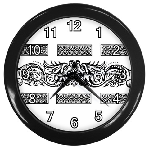 Celtic Dragons Wall Clock (Black) from ArtsNow.com Front