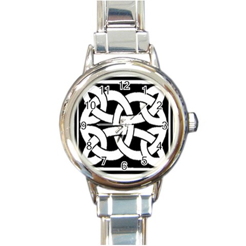 Celtic Knot B&W Round Italian Charm Watch from ArtsNow.com Front