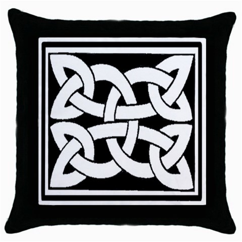 Celtic Knot B&W Throw Pillow Case (Black) from ArtsNow.com Front