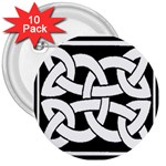 Celtic Knot B&W 3  Button (10 pack)