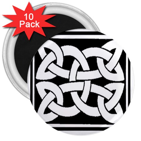 Celtic Knot B&W 3  Magnet (10 pack) from ArtsNow.com Front