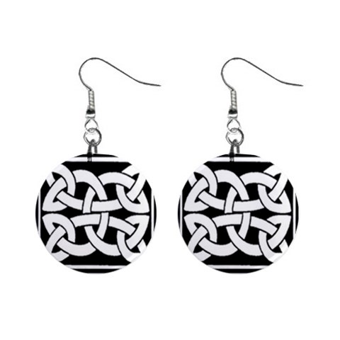 Celtic Knot B&W 1  Button Earrings from ArtsNow.com Front