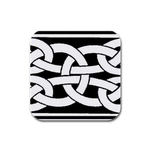 Celtic Knot B&W Rubber Square Coaster (4 pack) from ArtsNow.com Front